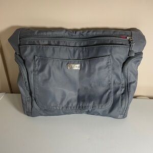 Blue and Gray Tote with Soft Fabric and Zippered Compartments
